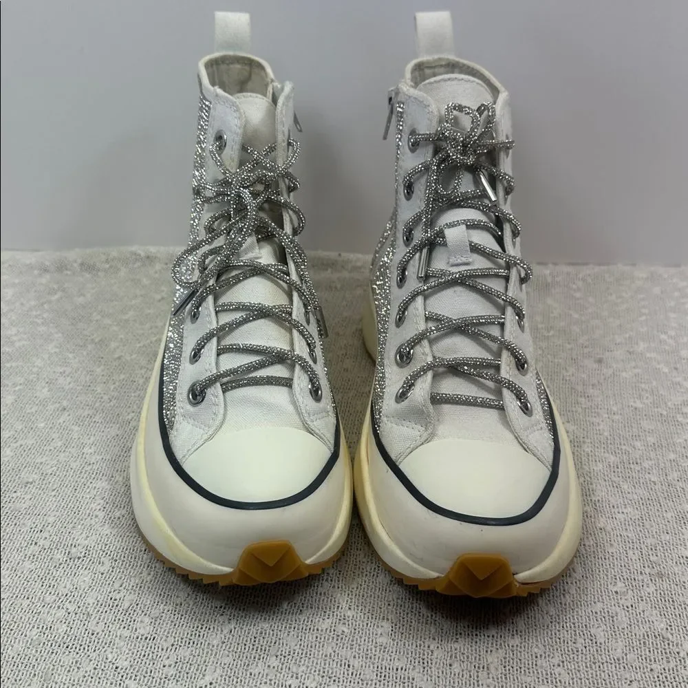 STEVE MADDEN Shaft Rhinestone Embellished High Top Platform Sneakers Women's 10